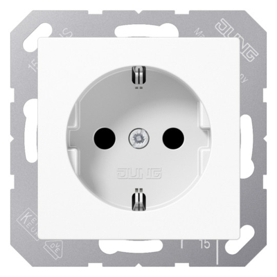 JUNG SCHUKO-Steckdose AS 1520 WW in Alpinweiss fuer Unterputz-Montage, AS-Serie